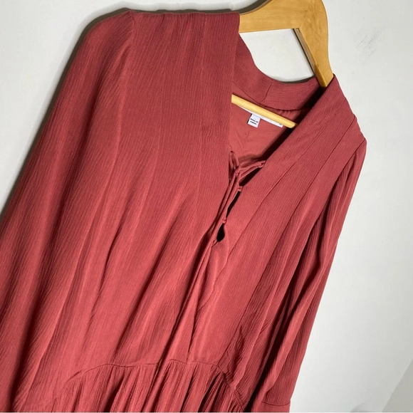 Just Female Terracotta Rust Red Canyon Tie Lace Up Front Smock Dress Size XS - Picture 4 of 11